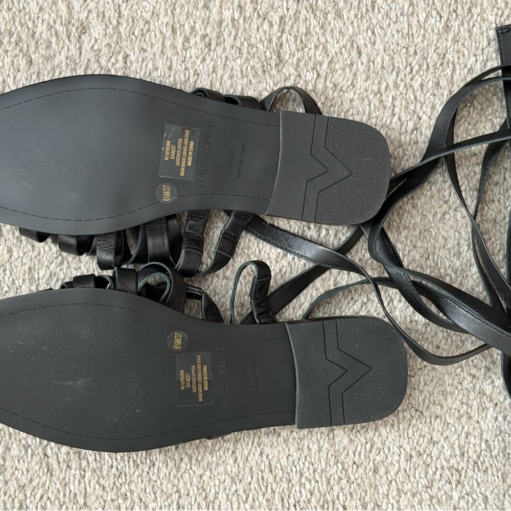 Vince Camuto Black Strappy Lace-Up Sandals with Silver Accents - Picture 4 of 6